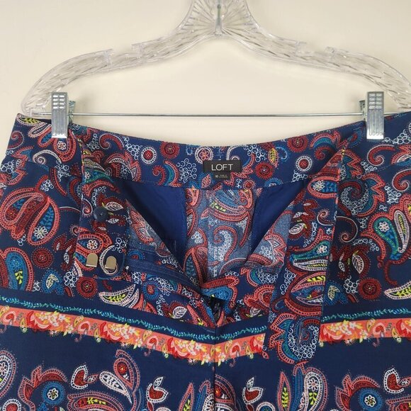 LOFT Size 10 Multicolor Paisley Print Boho Colorful Women's Short with Pockets - Picture 4 of 7